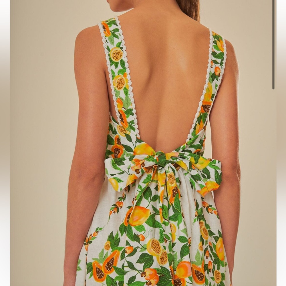 NWT FARM Rio Papaya Salad Scarf Off-White Knit Maxi Dress. Size XS - Picture 4 of 16